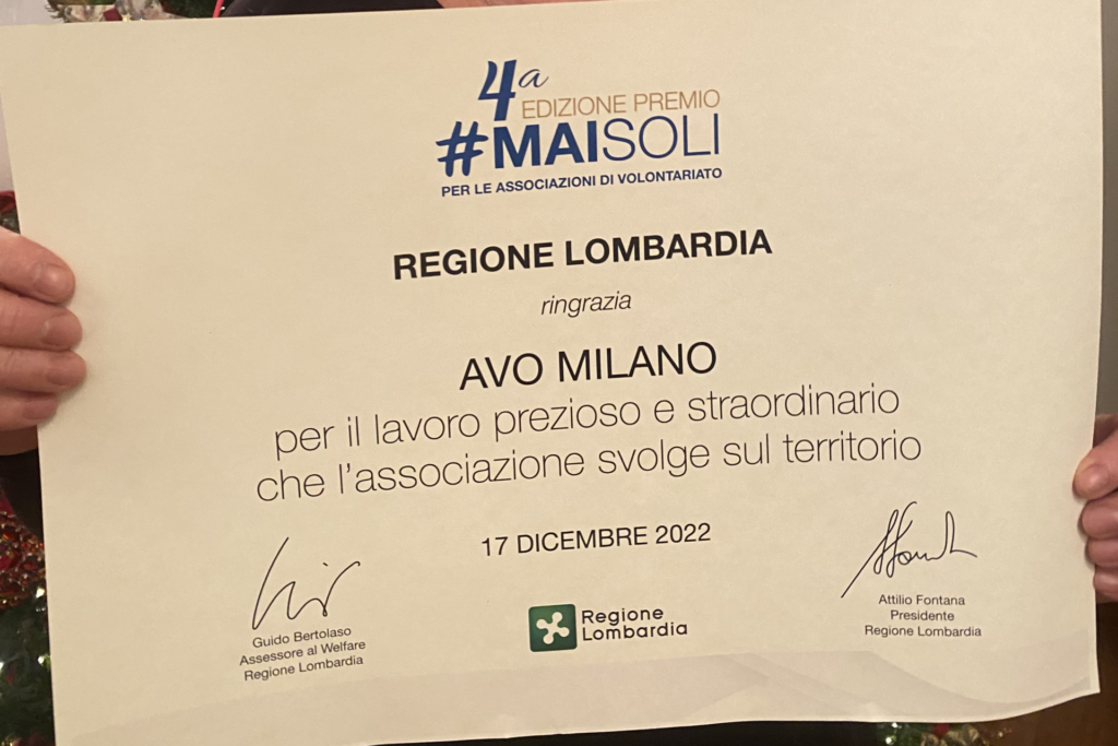 PREMIO MAI SOLI PER IL LAVORO SVOLTO SUL TERRITORIO DURANTE LA PANDEMIA